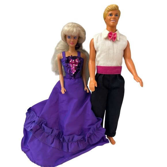 Barbie & Ken Couple In Formal Outfits 1990 Vintage - Picture 1 of 5
